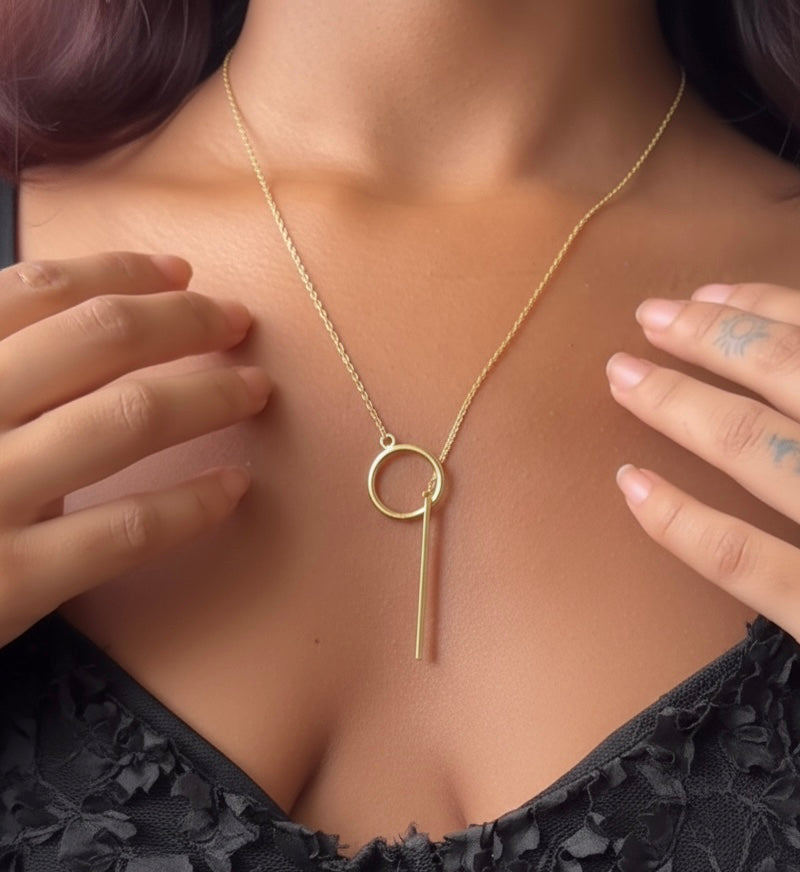 Circle Bar Lariat Necklace